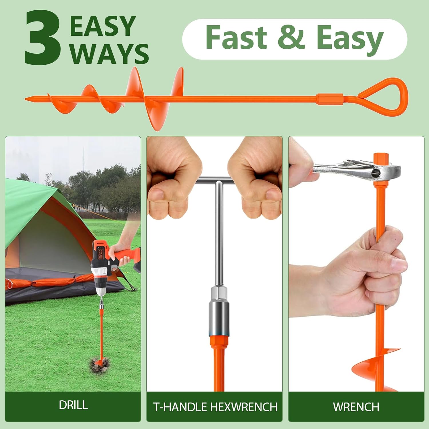 phopich 18" long ground anchor, heavy duty earth anchors 18 inch ground anchors screw in kit with t handle hex wrench for camping tent, swing sets, securing animals, sheds, trampoline(4 pcs) (orange) phopich 18" long ground anchor, heavy duty earth anchors 18 inch ground anchors screw in kit with t handle hex wrench for camping tent, swing sets, securing animals, sheds, trampoline(4 pcs) (orange)