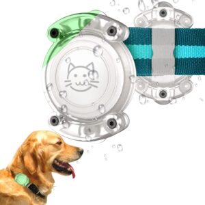 aircawin ipx8 waterproof airtag dog collar holder case clear,durable airtag holder case glow in the dark,full protective anti chew anti scratch hard pc dog&cat collars mount airtag case clear glow