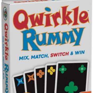 mindware qwirkle rummy color blind friendly edition– easy to play for color vision impaired–family favorite card game twist on qwirkle – fun brain challenge – kids & adults strategy – 2 4 players