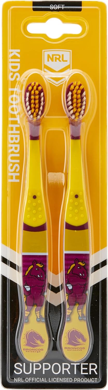 nrl kids broncos mascot toothbrush (pack of 2) nrl kids broncos mascot toothbrush (pack of 2)
