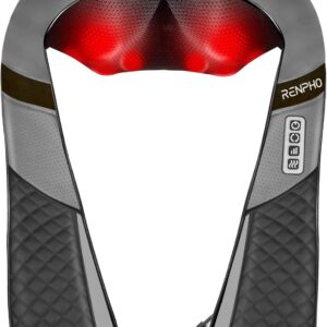 renpho neck back massager with heat, shoulder massager with electric deep tissue kneading massage, pain relief on waist, leg, calf, foot, arm, full body, muscles, use at home,office