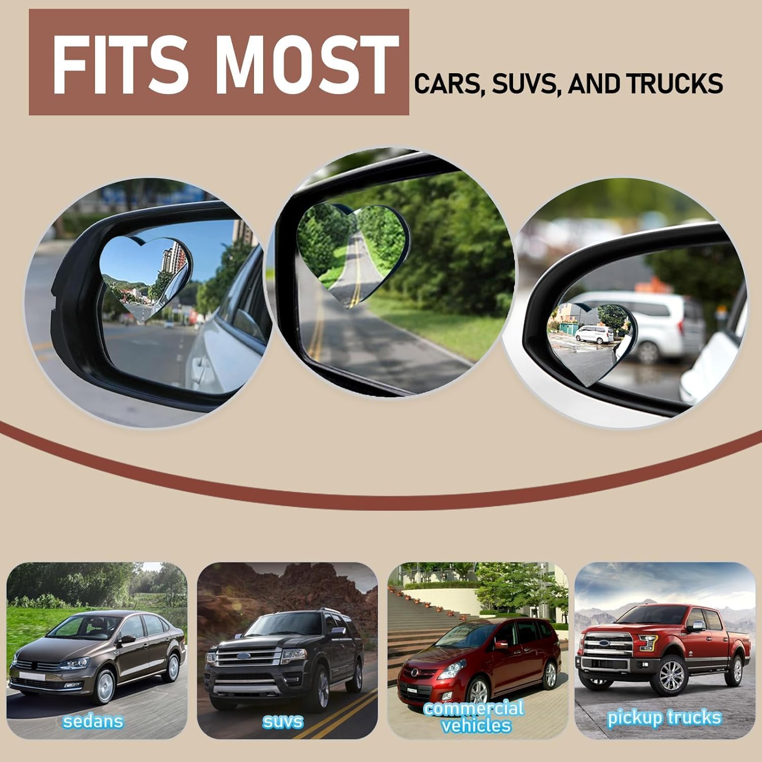 2 pack heart blind spot mirrors, wide angle convex rearview side mirrors, cute frameless stick on car accessories for women, suvs, and trucks 2 pack heart blind spot mirrors, wide angle convex rearview side mirrors, cute frameless stick on car accessories for women, suvs, and trucks