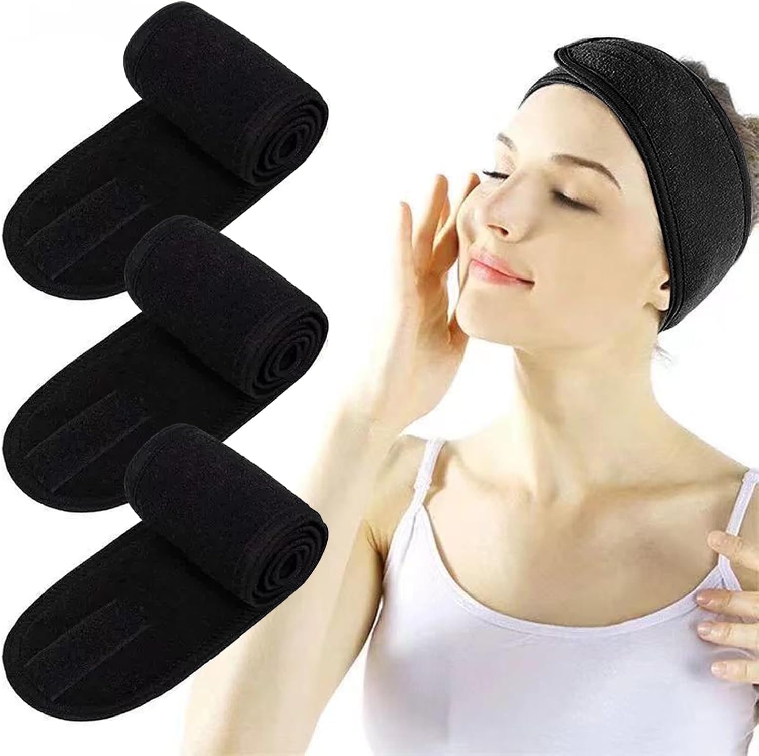 spa facial headband, 4 pcs terry cloth head wrap with magic tape, stretch towel for bath, makeup and sport spa facial headband, 4 pcs terry cloth head wrap with magic tape, stretch towel for bath, makeup and sport