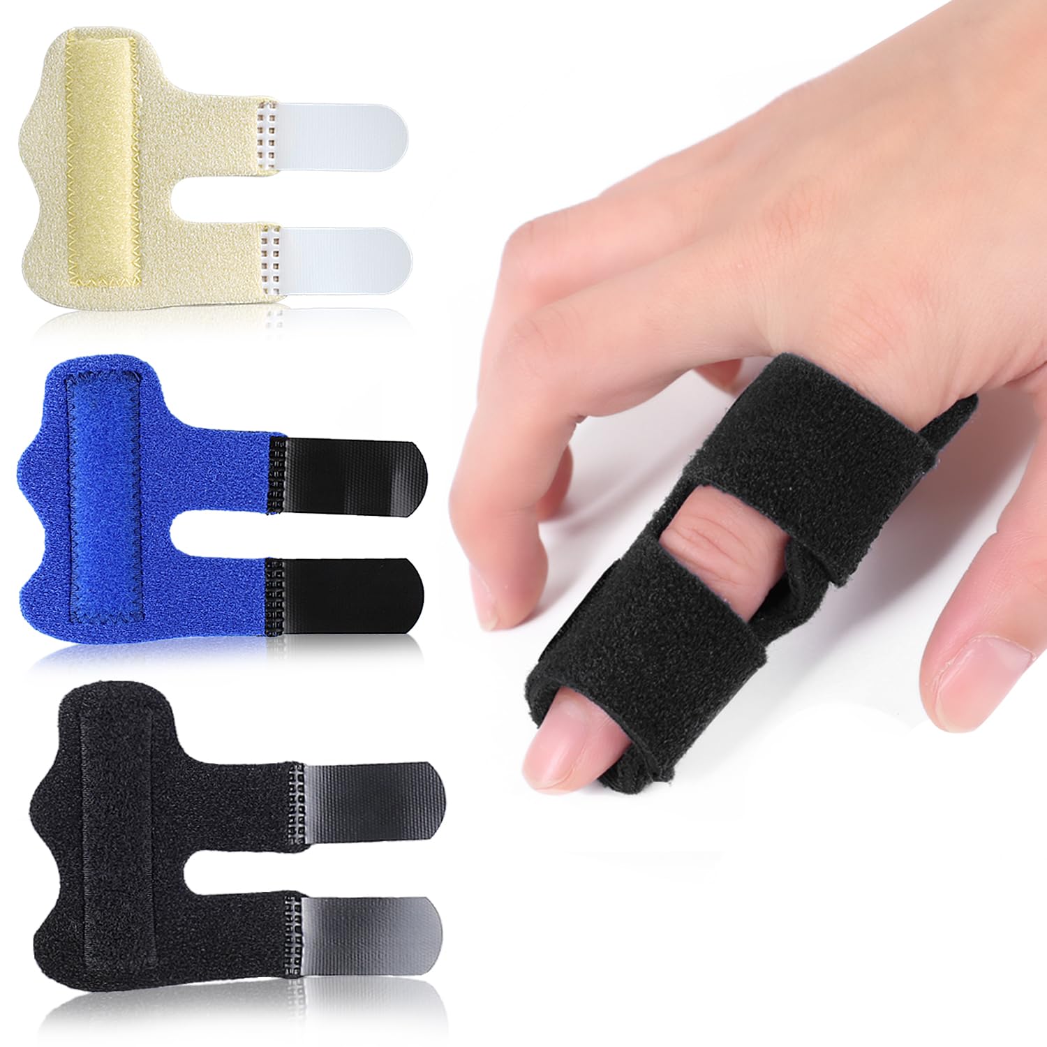 4 pcs trigger finger splints/brace for knuckle immobilization, broken finger protection, straightening & arthritis pain relief (blue) 4 pcs trigger finger splints/brace for knuckle immobilization, broken finger protection, straightening & arthritis pain relief (blue)