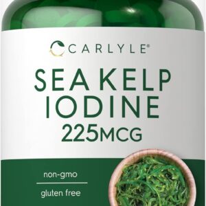 sea kelp iodine | 225mcg | 500 tablets | non gmo, gluten free | traditional herb supplement | by carlyle