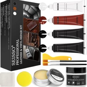 black leather repair kit for furniture, car seat, sofa, boot, shoes dye and filler with mink oil brown white vinyl restorer for cat scratch, burn holes
