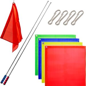 zudksuy horse training flag 2 pcs 48inch telescopic flagpoles and 4 pcs 18inch equestrian training flags portable equestrian nylon training flags