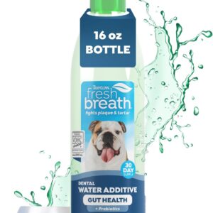 tropiclean fresh breath no brushing teeth cleaning dental health water additive solution plus digestive support for dogs 473ml