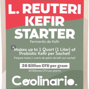 coolinario l reuteri kefir starter culture (10 pack, 1g sachets) live kefir cultures with lactobacillus reuteri probiotics | creamy & tangy | non gmo, no preservatives, gluten free, halal, kosher