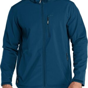33,000ft men's waterproof jackets fleece lining softshell jacket multi pockets outdoor windproof coat with detachable hood for spring fall winter