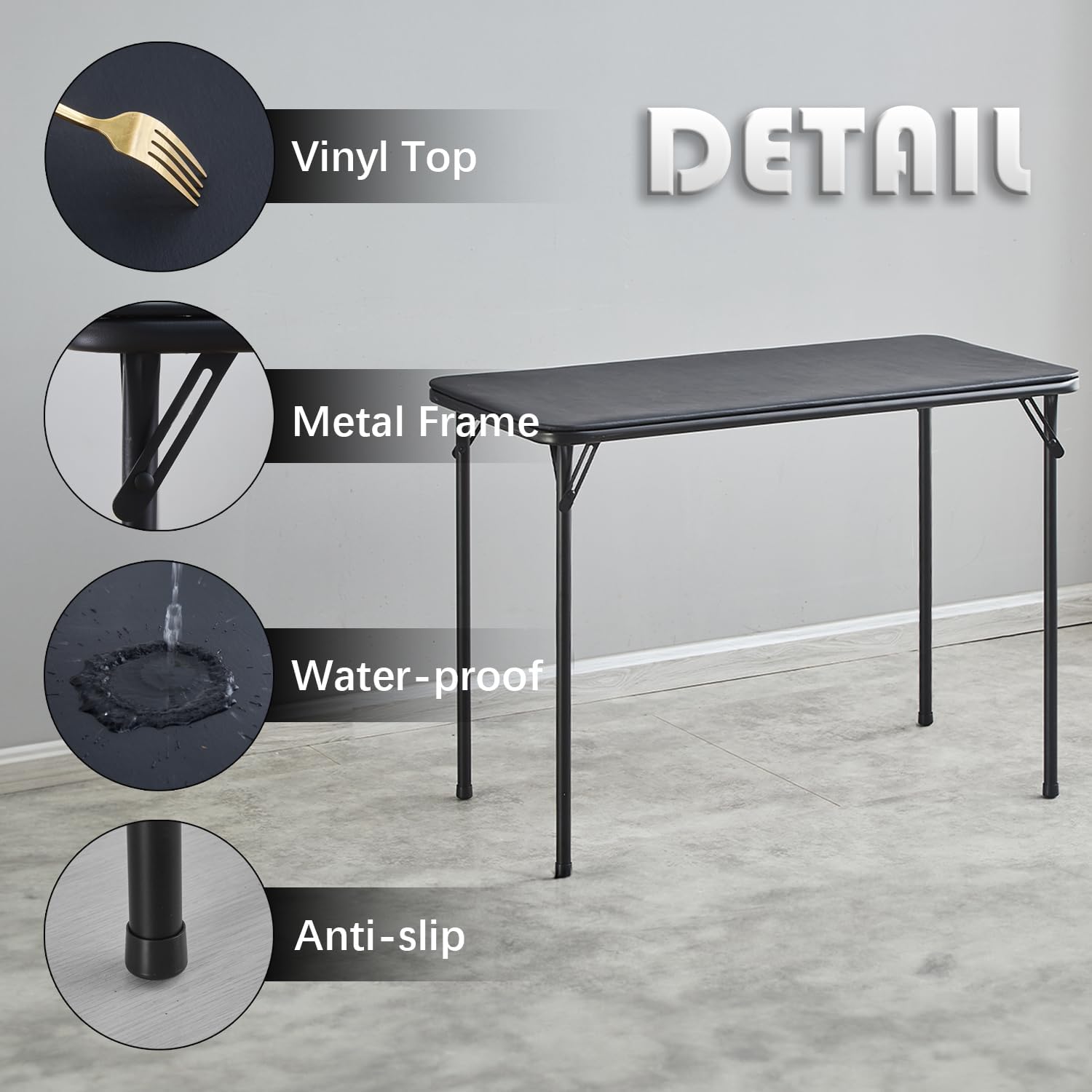 kaihaowin metal folding table, small foldable desk with vinyl top, powder coated steel legs, compact lightweight portabletable for craft/dinner/writing no assembly require kaihaowin metal folding table, small foldable desk with vinyl top, powder coated steel legs, compact lightweight portabletable for craft/dinner/writing no assembly require