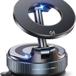 jononser magnetic suction cup phone mount for magsafe, 360° adjustable magnetic car phone holder, pocket size foldable car mount, cell phone holders for your car for iphone 17 16 15 14 13 12 series