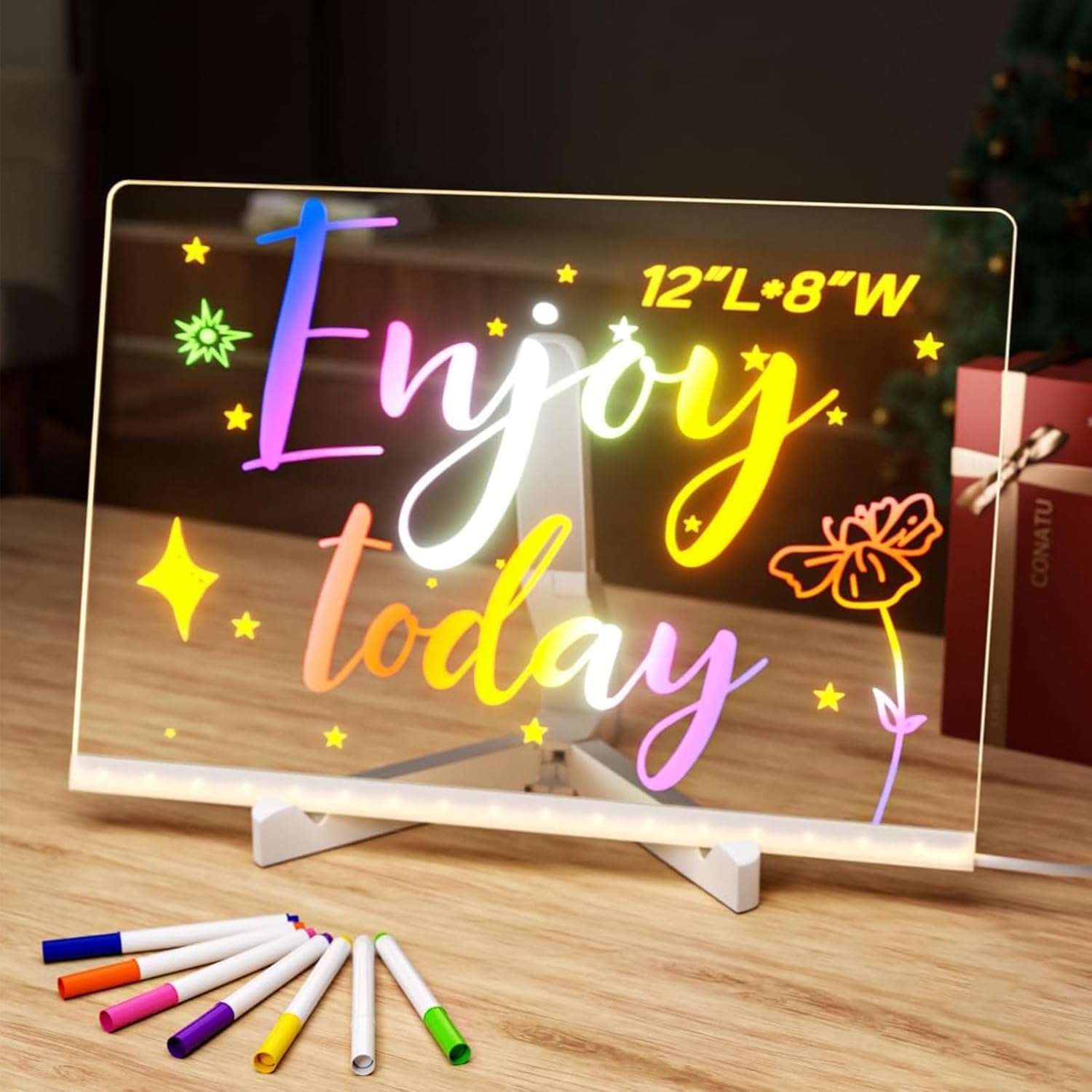 upgraded 2.0 led drawing board for kids, rewritable light up drawing board contains seven colored pens and triangular stand (m: 7.87 * 7.87 inches) upgraded 2.0 led drawing board for kids, rewritable light up drawing board contains seven colored pens and triangular stand (m: 7.87 * 7.87 inches)
