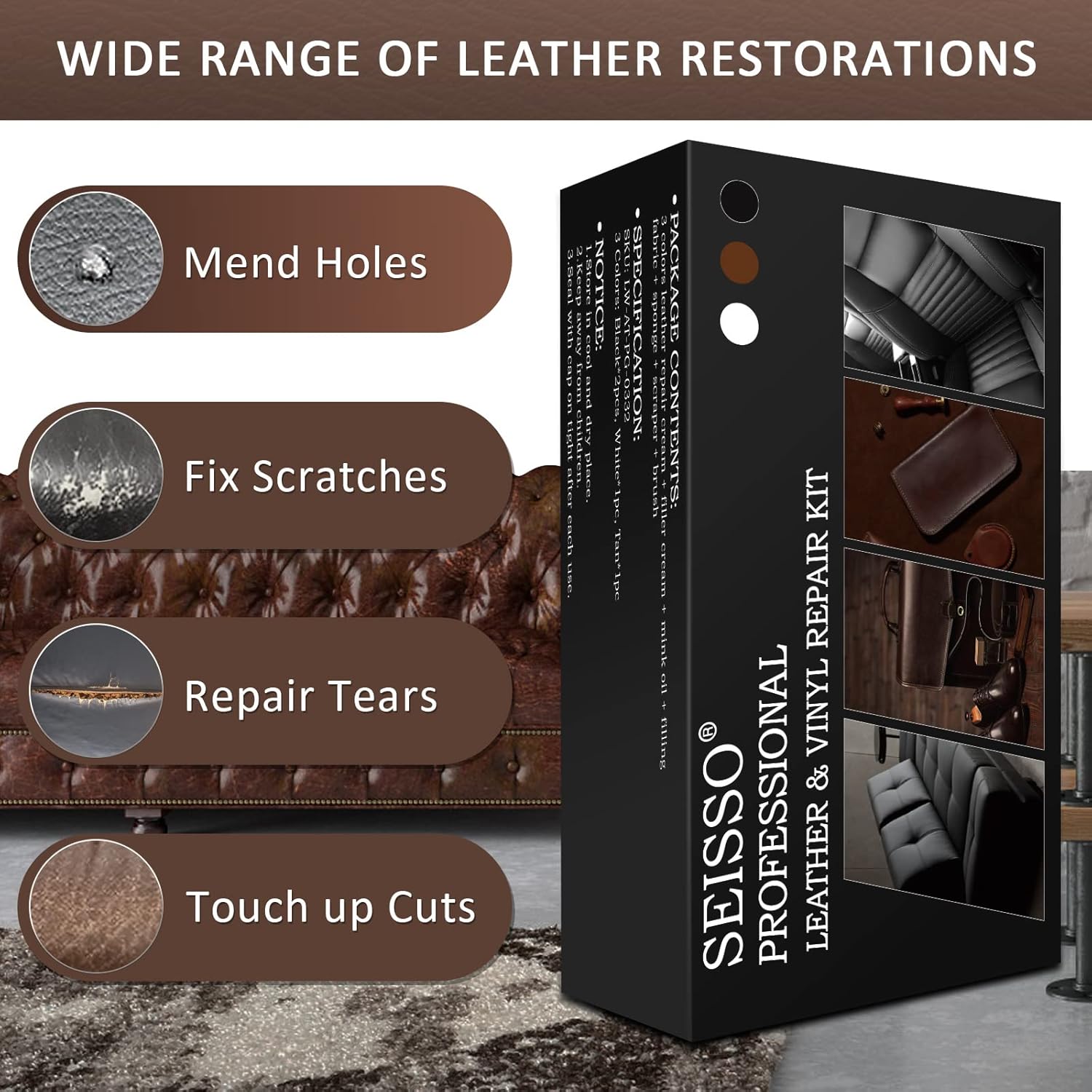 black leather repair kit for furniture, car seat, sofa, boot, shoes dye and filler with mink oil brown white vinyl restorer for cat scratch, burn holes black leather repair kit for furniture, car seat, sofa, boot, shoes dye and filler with mink oil brown white vinyl restorer for cat scratch, burn holes