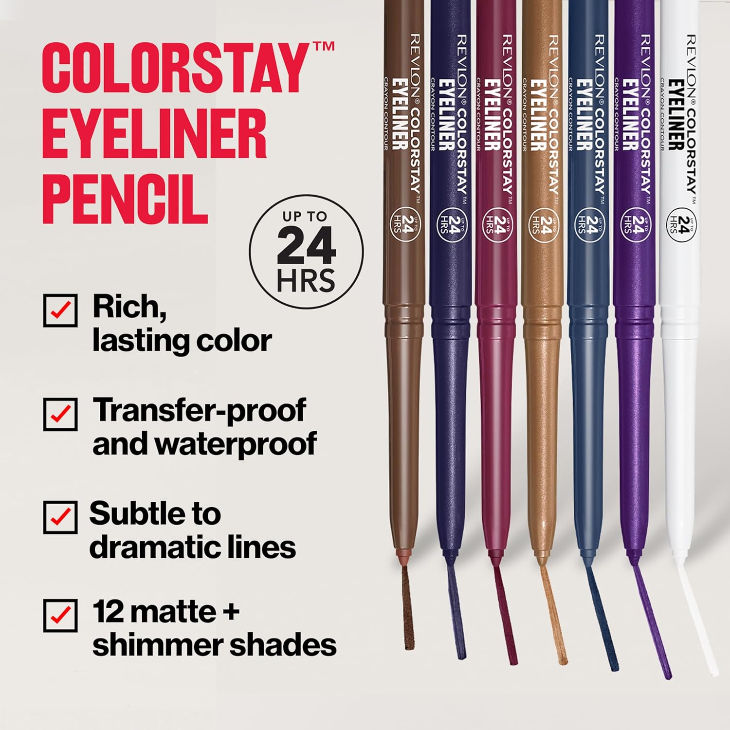 revlon pencil eyeliner, colorstay eye makeup with built in sharpener, waterproof, smudge proof, longwearing with ultra fine tip, 201 black, 2 pack revlon pencil eyeliner, colorstay eye makeup with built in sharpener, waterproof, smudge proof, longwearing with ultra fine tip, 201 black, 2 pack