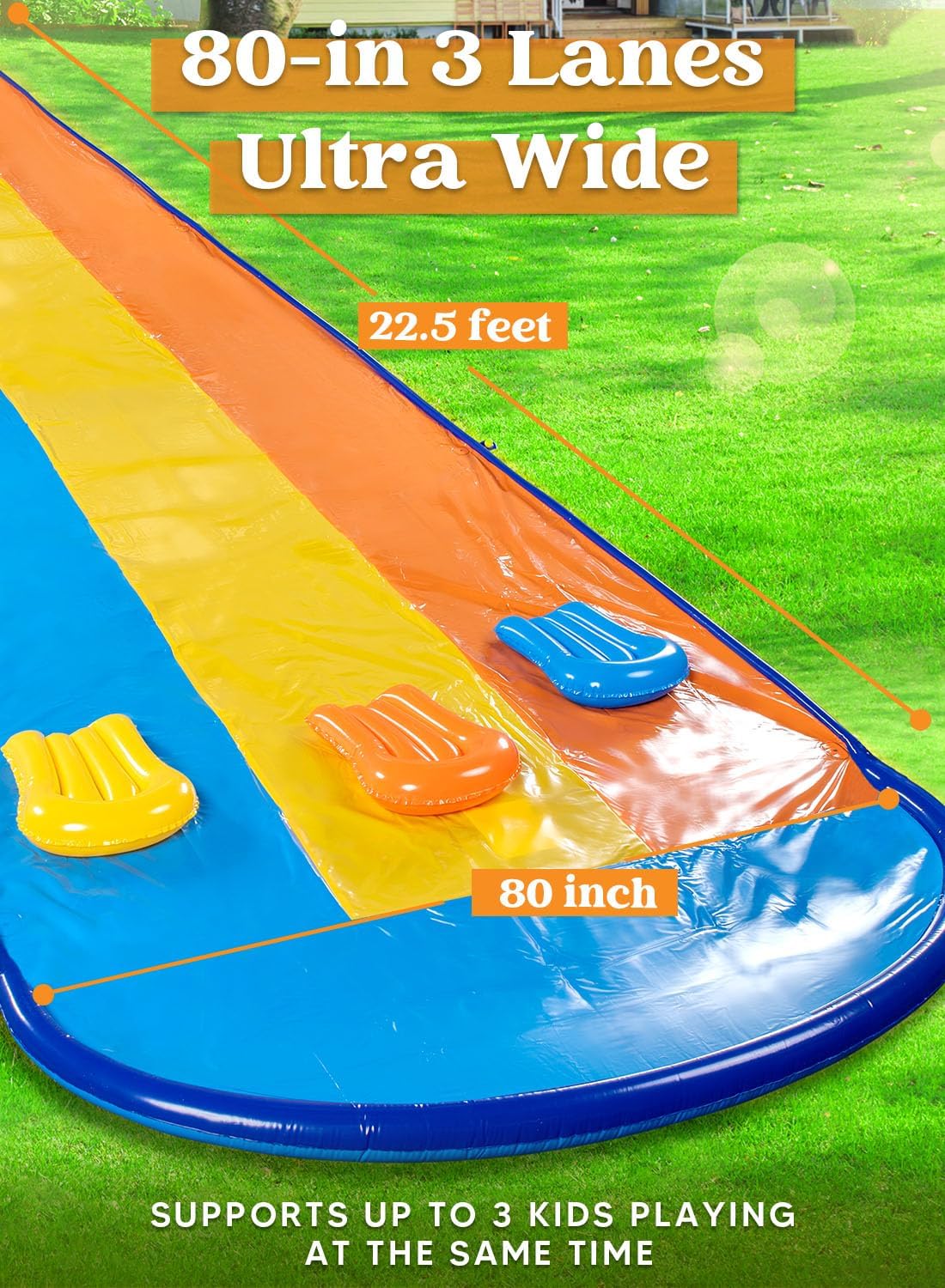 sloosh 22.5ft triple water slide and 3 body boards, backyard lawn water slides with outdoor slip sprinkler for kids adults summer water fun toy sloosh 22.5ft triple water slide and 3 body boards, backyard lawn water slides with outdoor slip sprinkler for kids adults summer water fun toy