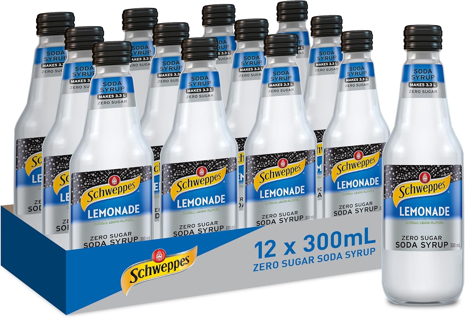 schweppes lemonade soda syrup 300ml x 12 glass schweppes lemonade soda syrup 300ml x 12 glass