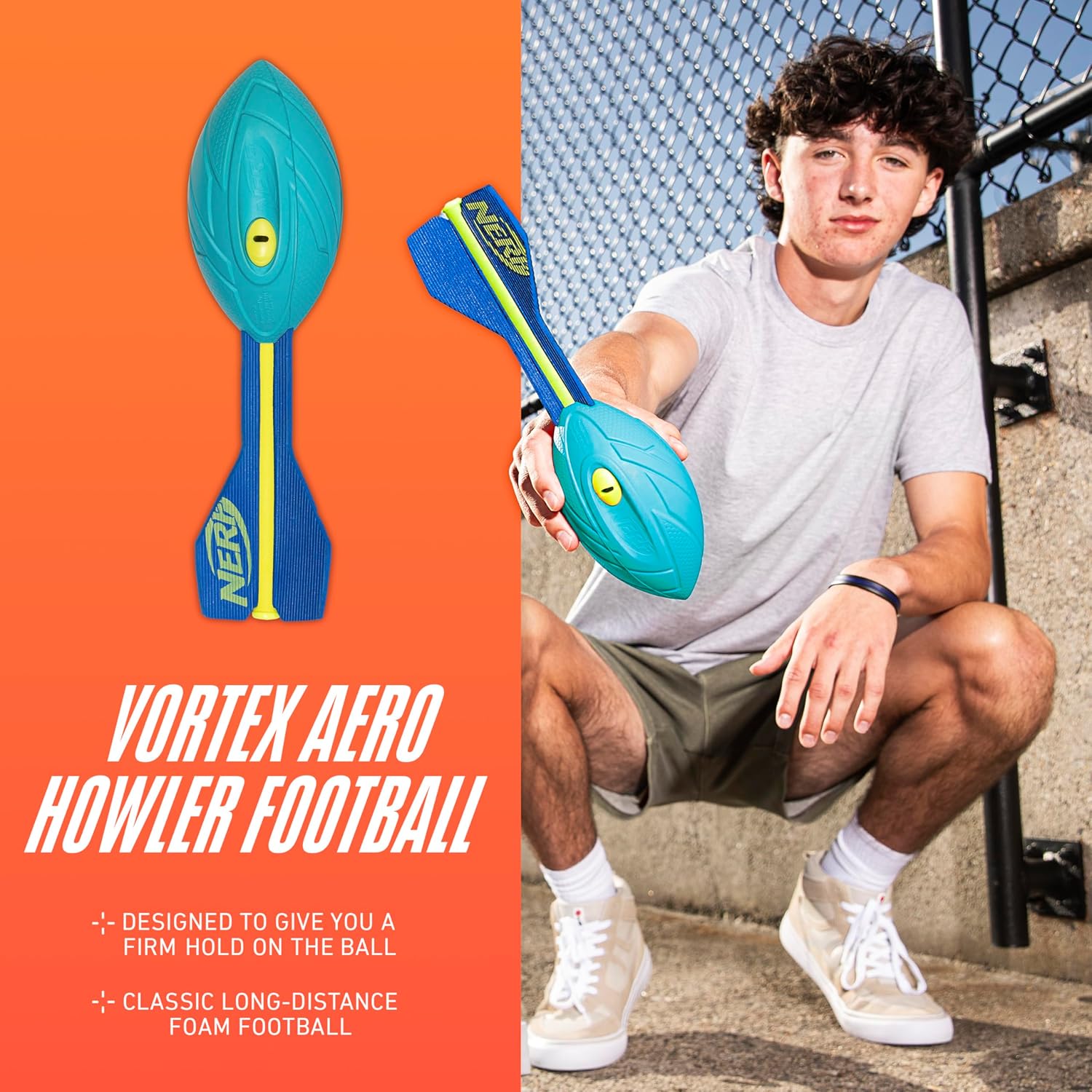 nerf vortex aero howler foam ball – classic long distance football flight optimizing tail hand grip – indoor and outdoor fun nerf vortex aero howler foam ball – classic long distance football flight optimizing tail hand grip – indoor and outdoor fun