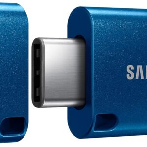 samsung type c usb flash drive, 256gb, transfers 4gb files in 11 secs w/up to 400mb/s 3.13 read speeds, compatible w/usb 3.0/2.0, waterproof, 2022, blue (muf 256da/am)