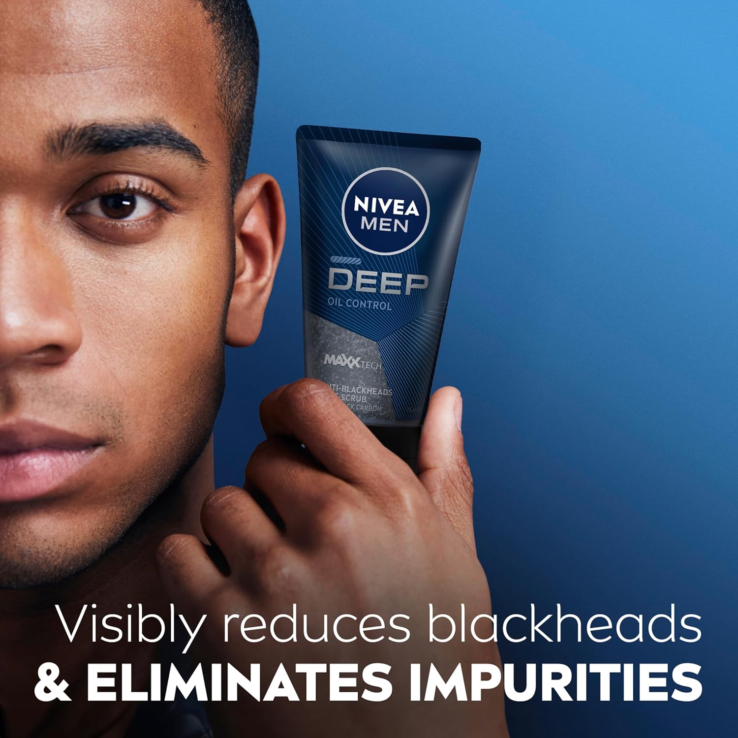 nivea men deep anti blackhead face scrub 75ml | with black charcoal | reduces blackheads & impurities | removes excess oil | deeply cleanses skin | men's exfoliating face cleanser nivea men deep anti blackhead face scrub 75ml | with black charcoal | reduces blackheads & impurities | removes excess oil | deeply cleanses skin | men's exfoliating face cleanser