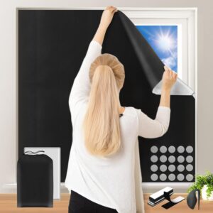 100% portable blackout blinds curtains, (300 x 145cm) blackout material temporary blackout blinds for baby nursery, bedroom, dorm room, or travel use easy to set up and take down