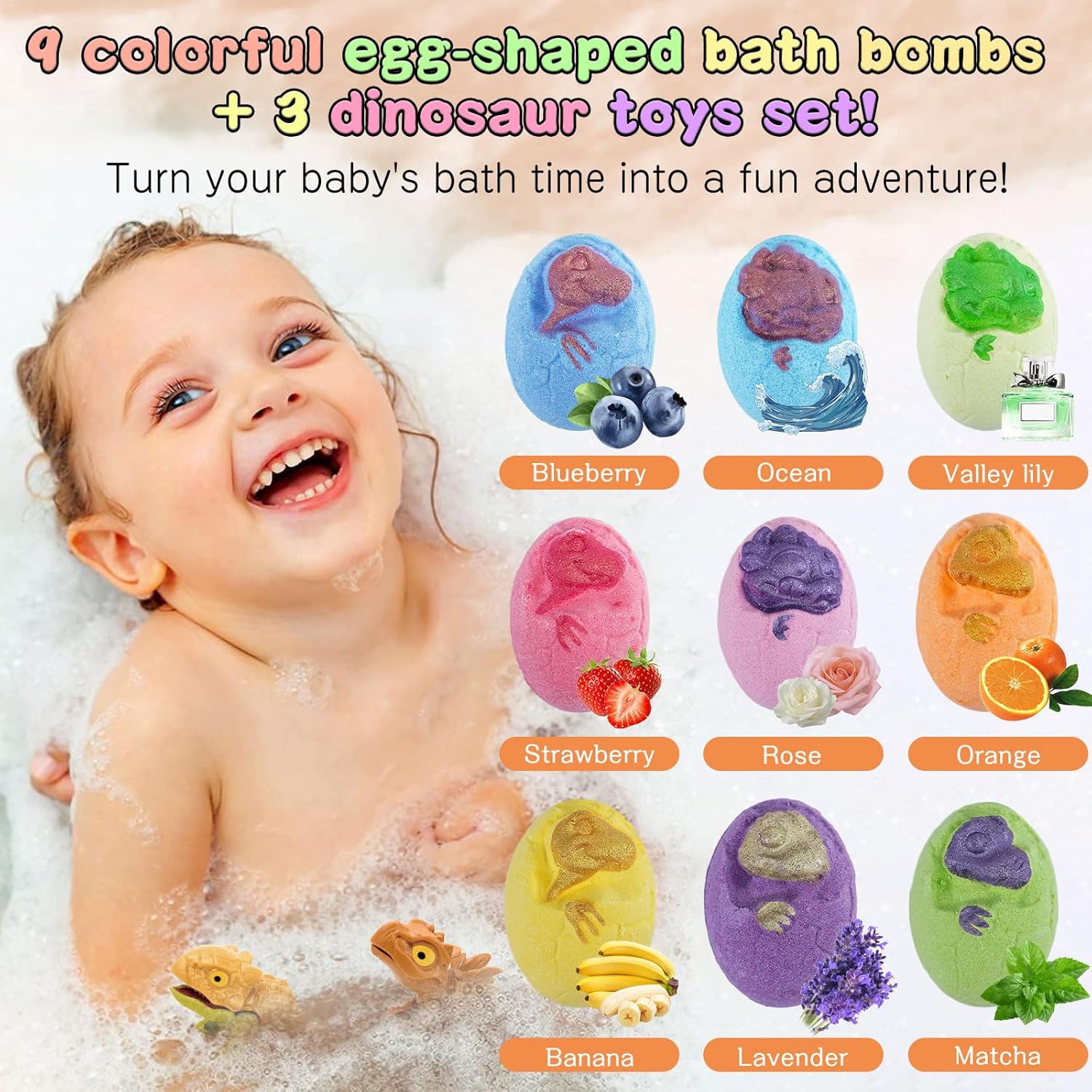 mokyduo bath bombs for kids with surprise toys,9 pack kids bath bombs with dinosaur bath toys inside, natural bubble bath fizzy balls, ideal birthday,christmas,children's day for girls boys mokyduo bath bombs for kids with surprise toys,9 pack kids bath bombs with dinosaur bath toys inside, natural bubble bath fizzy balls, ideal birthday,christmas,children's day for girls boys