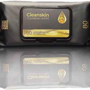 cleanskin (80 count) cleansing safe green soap tattoo wipes, all in one solution to heal and clean, alcohol, fragrance, lint free, tattoo aftercare