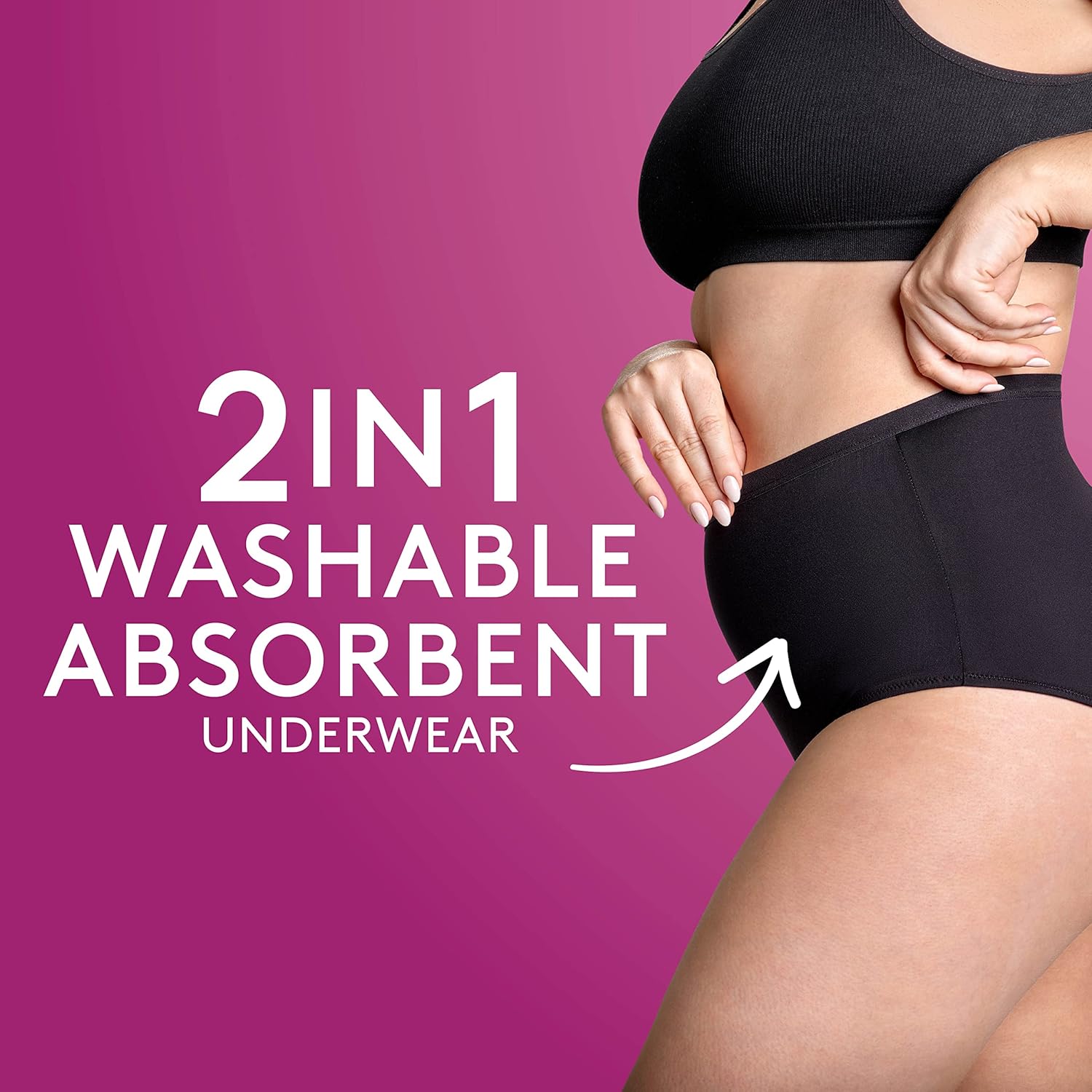 poise 2 in 1 period and incontinence underwear black size 16 18 poise 2 in 1 period and incontinence underwear black size 16 18