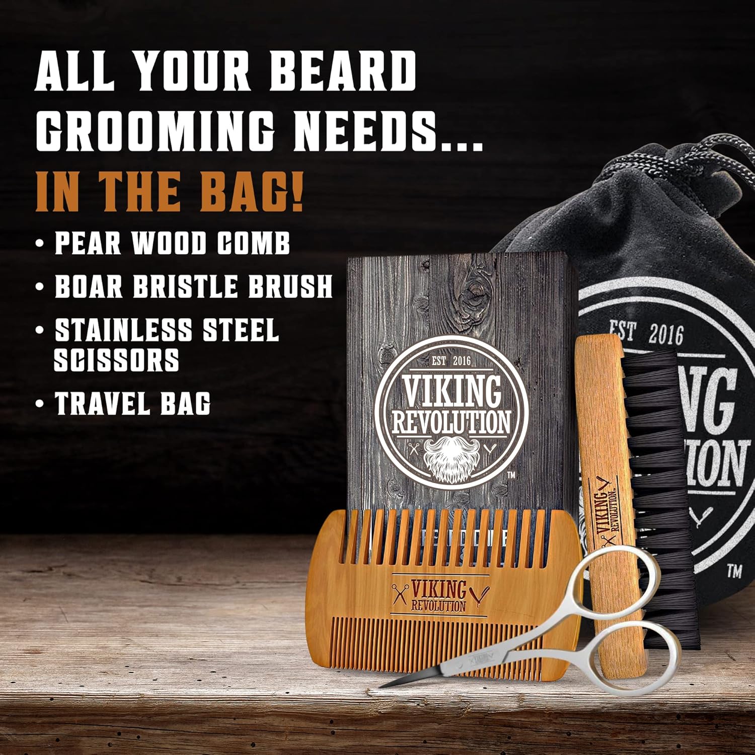 beard brush and comb set for men all natural boar bristle and bamboo brush and pear wood comb w/ cotton travel pouch and gift box by viking revolution great for grooming beards and moustache beard brush and comb set for men all natural boar bristle and bamboo brush and pear wood comb w/ cotton travel pouch and gift box by viking revolution great for grooming beards and moustache