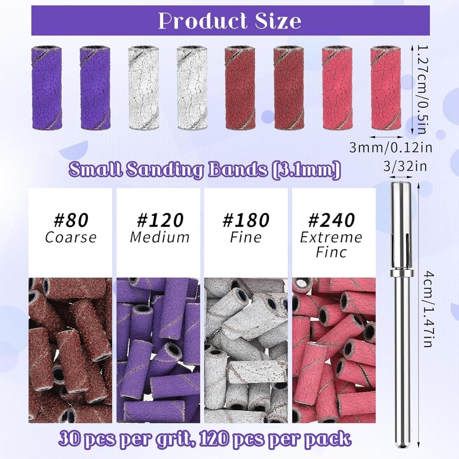 itadaku 120 pcs 3mm mini sanding bands for nail drill fine grit nail drill bits with mandrel for acrylic nails, gel manicure, and pedicure itadaku 120 pcs 3mm mini sanding bands for nail drill fine grit nail drill bits with mandrel for acrylic nails, gel manicure, and pedicure