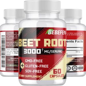 bebefen beet root capsules 3000mg non gmo, gluten free 60 capsules