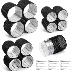 thermal rollers for hair, 24pcs jumbo rollers hair curlers with clips, large roller with 63mm 48mm 36mm self grip thermal hair roller for long medium short hairs volume