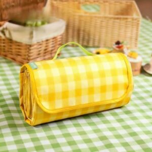 waterproof foldable picnic blankets – thickened non woven fabric, moisture proof for beach, camping & outdoor trips yellow