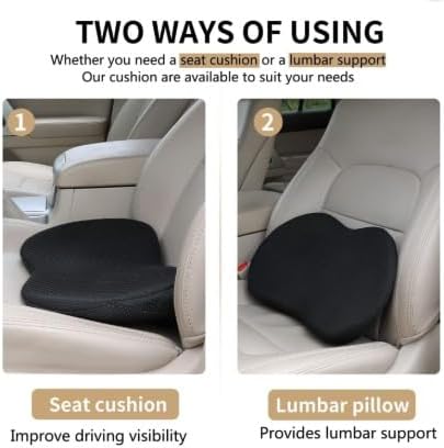 car seat cushion memory foam for driver comfort & back pain relief back support, pain relief for car travel, long trips (black) car seat cushion memory foam for driver comfort & back pain relief back support, pain relief for car travel, long trips (black)