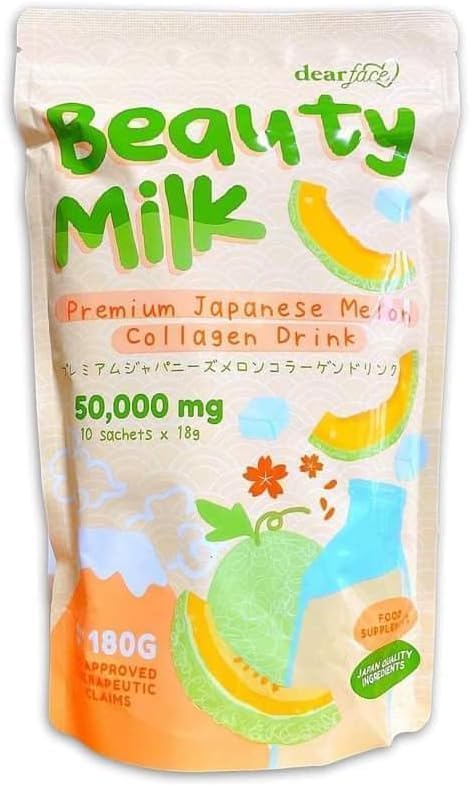 dear face beauty milk premium japanese melon collagen drink (18g x 10 sachets) dear face beauty milk premium japanese melon collagen drink (18g x 10 sachets)