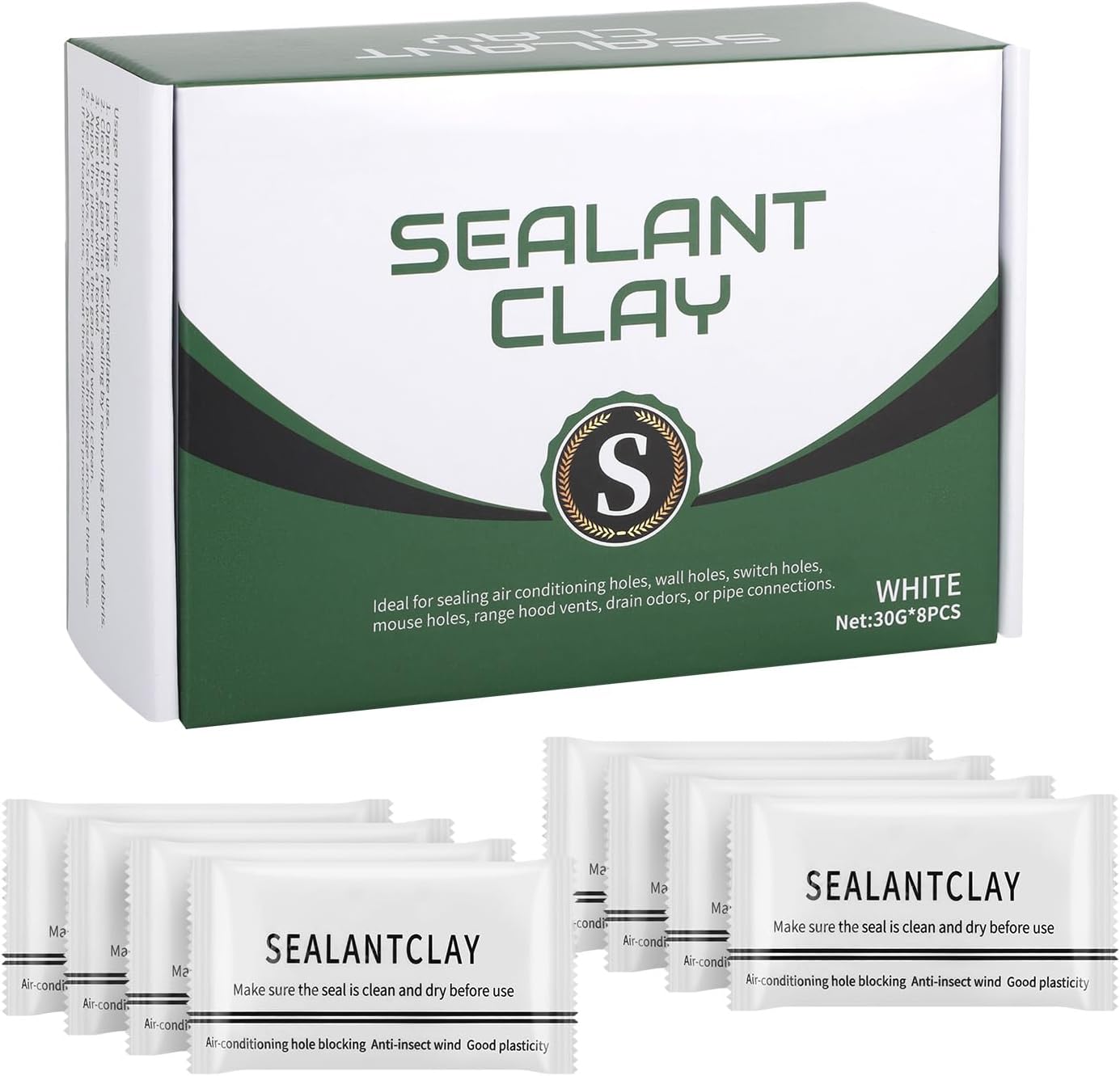 8pcs seal putty waterproof duct seal repair sealing clay, quick mending mud for drain connection, wall hole, air conditioning hole (8) 8pcs seal putty waterproof duct seal repair sealing clay, quick mending mud for drain connection, wall hole, air conditioning hole (8)