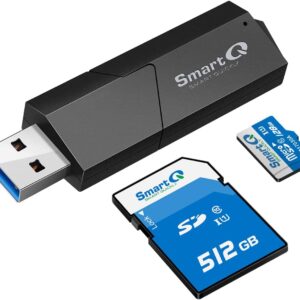 smartq c307 sd card reader portable usb 3.0 flash memory card adapter hub for sd, micro sd, sdxc, sdhc, mmc, micro sdxc, micro sdhc, uhs i for mac, windows, linux, chrome, pc, laptop, switch (single)