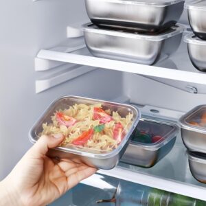 5 pack stainless steel storage containers with clear lids stackable food prep bins for pantry, fruit & snack organization (multi use)​