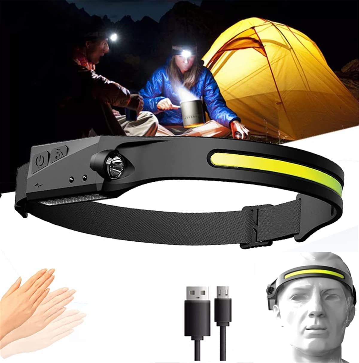 nightbuddy led headlight, night buddy headlight 230ー strip light with motion sensor lightweight waterproof usb rechargeable pro headlamp 5 modes 2 light source flashlight for outdoor (1pcs) nightbuddy led headlight, night buddy headlight 230ー strip light with motion sensor lightweight waterproof usb rechargeable pro headlamp 5 modes 2 light source flashlight for outdoor (1pcs)