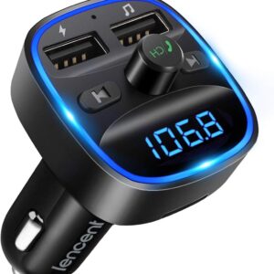 lencent fm transmitter, bluetooth fm transmitter wireless radio adapter car kit with dual usb charging car charger mp3 player support tf card & usb disk