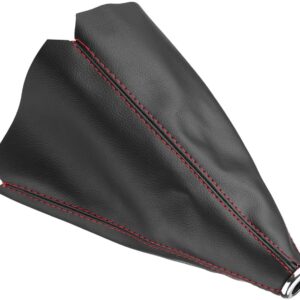 pu leather gear shift knob cover, red stitch boot cover large size fitment easy to install for most manual transmission cars