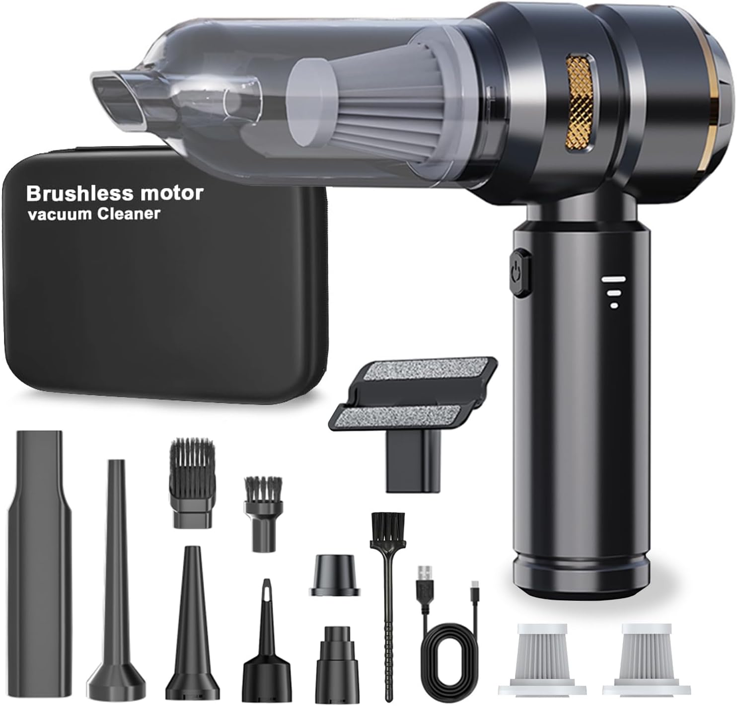 car vacuum cleaner,22000pa high power mini vacuum cleaner,rechargeable handheld vacuum,portable cordless compressed air duster air blower for car home (goldblack) car vacuum cleaner,22000pa high power mini vacuum cleaner,rechargeable handheld vacuum,portable cordless compressed air duster air blower for car home (goldblack)