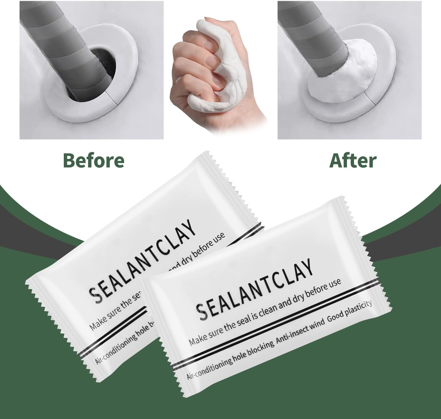 8pcs seal putty waterproof duct seal repair sealing clay, quick mending mud for drain connection, wall hole, air conditioning hole (8) 8pcs seal putty waterproof duct seal repair sealing clay, quick mending mud for drain connection, wall hole, air conditioning hole (8)