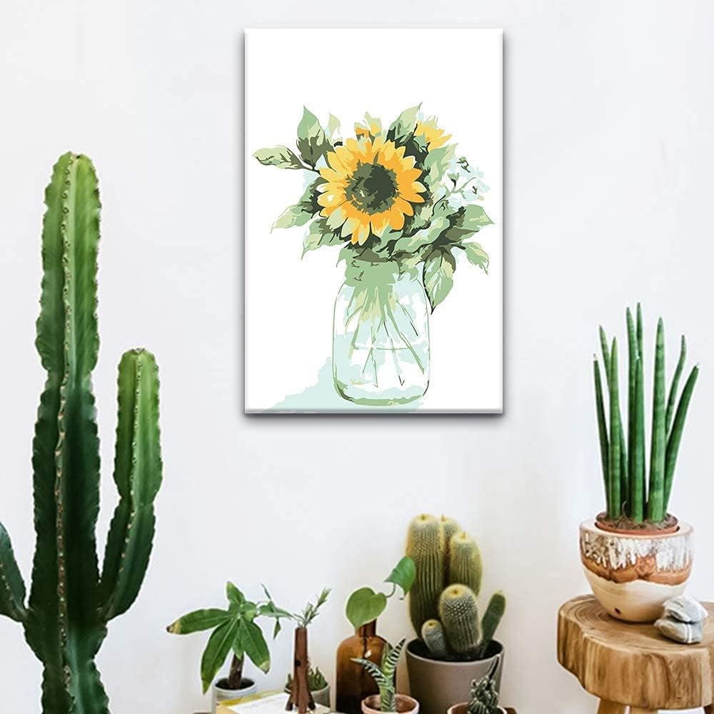 paint by number for adults. diy sunflowers acrylic painting kit for kids and adults beginner – 16” x 20”with 3 brushes and bright colors paint by number for adults. diy sunflowers acrylic painting kit for kids and adults beginner – 16” x 20”with 3 brushes and bright colors