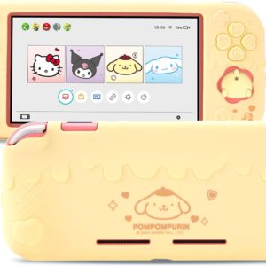 protective case for switch lite,anti scratch protective shell,soft silicone cover case for switch lite 2019 with 2 thumb grip caps (yellow)