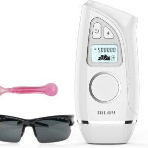 laser hair removal, ipl laser hair removal for women/men, 12j high energy hair removal device on facial legs arms bikini line with razor & goggles, laser permanent permanent hair remover machine white