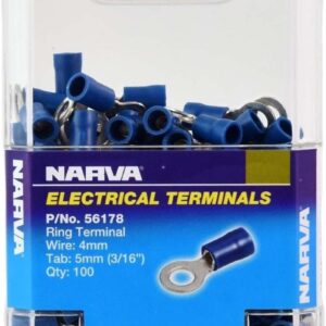 narva ring electrical terminal, 5.0 mm size, blue (pack of 100)