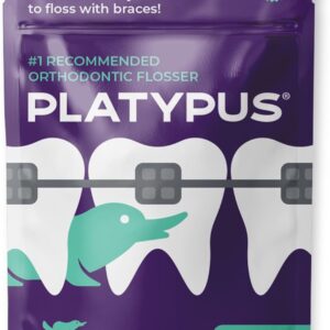 platypus orthodontic flossers fights bad breath picks for braces, fits under arch wire, will not cause damage vegan and biodegradable unflavored and shred resistant 30 count