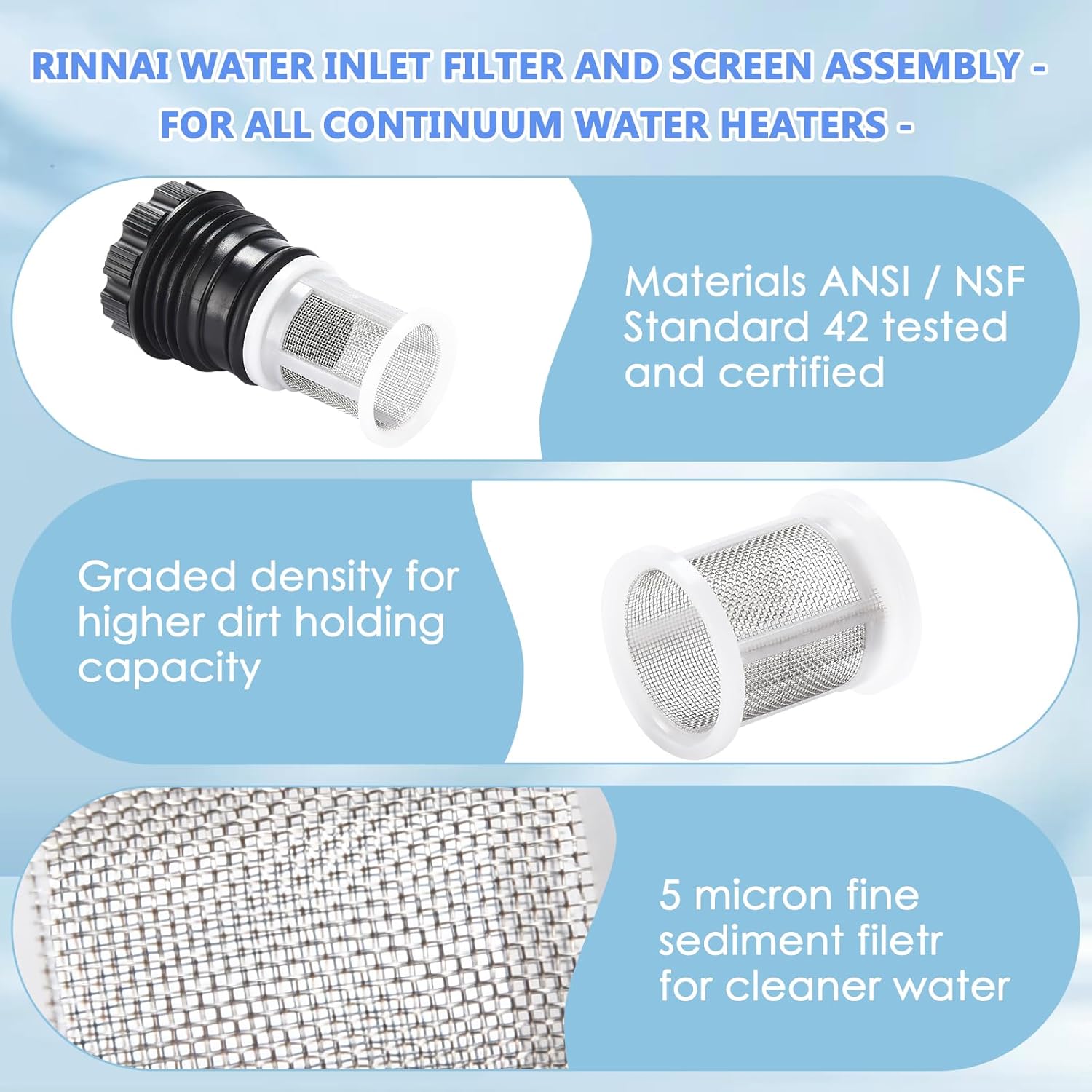 h98 510 s tankless water heater filter assembly for rinnai tankless water heater (2pack h98 510 s tankless water heater filter assembly for rinnai tankless water heater (2pack
