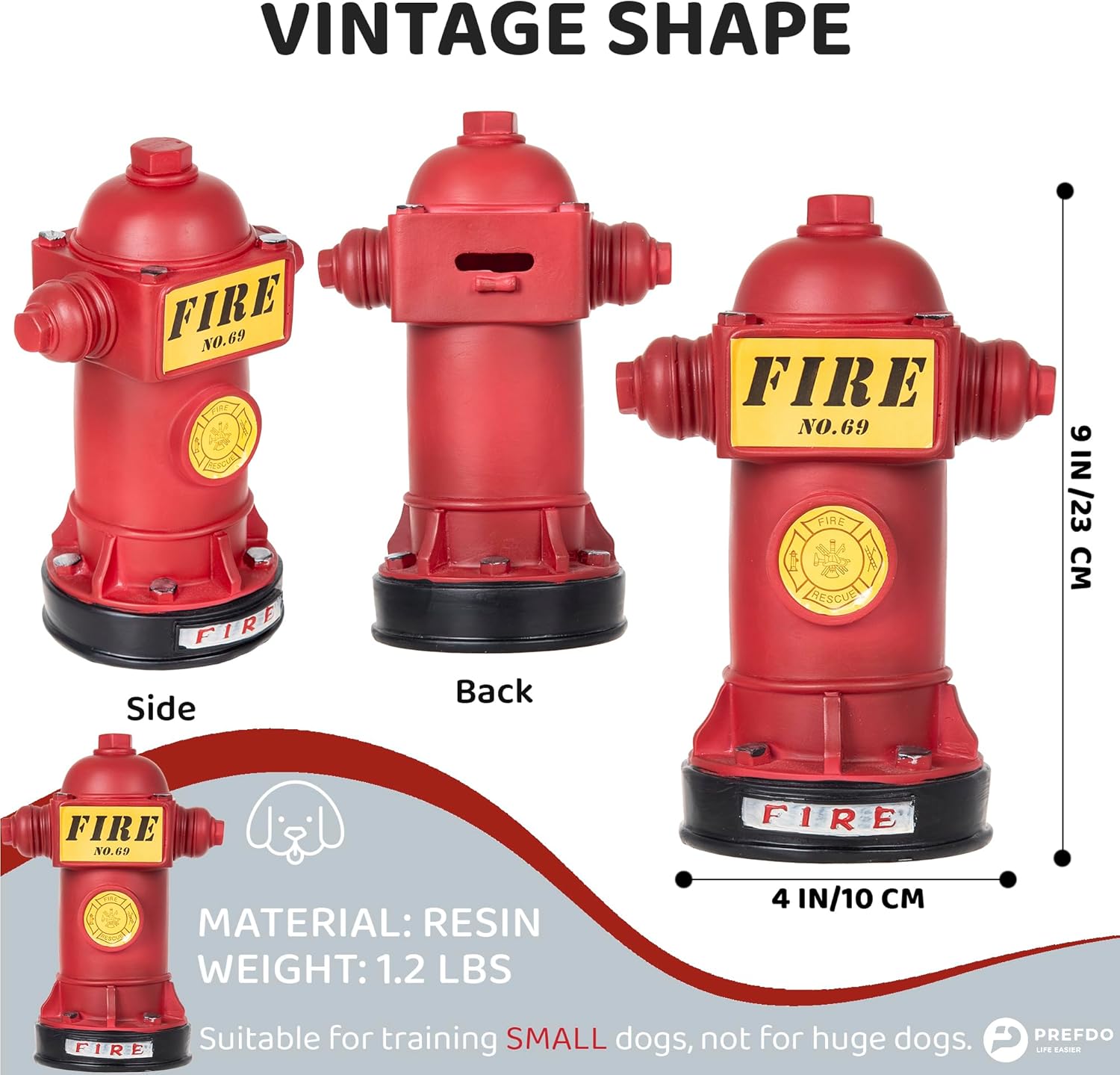 resin retro fire hydrant dog pee post, red, 9.4" h x 4.3" w, indoor/outdoor, potty training aid resin retro fire hydrant dog pee post, red, 9.4" h x 4.3" w, indoor/outdoor, potty training aid